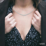 15 Ctw Riviera Round Cut Diamond Necklace in 14K White Gold