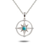 Life@Sea Genuine Sterling Silver & Pave Cubic Zirconia Pendant Necklace with Larimar Center