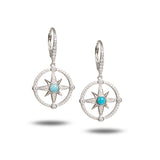 Life@Sea Genuine Sterling Silver & Pave Cubic Zirconia Dangle Earrings with Larimar Center