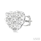 1/2 Ctw Heart Shape Lovebright Round Cut Diamond Stud Earrings in 14K White Gold