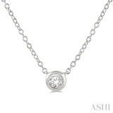 1/10 Ctw Bezel Round Cut Diamond Petite Fashion Pendant With Chain in 10K White Gold