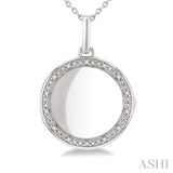 1/10 Ctw Circle Shape Round Cut Diamond Keepsake Locket Pendant With Chain in Sterling Silver