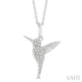 1/6 Ctw Petite Hummingbird Round Cut Diamond Fashion Pendant With Chain in 10K White Gold