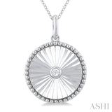 1/20 Ctw Round fluted medallion Round Cut Diamond Pirouette Pendant With Chain in Sterling Silver