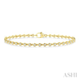 1 Ctw Bezel Set Round Cut Diamond Tennis Bracelet in 14K Yellow Gold
