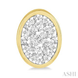 1/2 Ctw Oval Shape Lovebright Round Cut Diamond Bezel Stud Earrings in 14K Yellow and White Gold