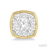 1/3 Ctw Cushion Shape Round Cut Diamond Lovebright Bezel Stud Earrings in 14K Yellow and White Gold