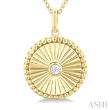 1/20 Ctw Round fluted medallion Round Cut Diamond Pirouette Pendant With Chain in 10K Yellow Gold