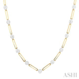 1 1/3 Ctw Lovebright Round Cut Diamond Paperclip Necklace in 14K Yellow and White Gold