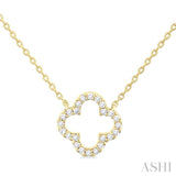 1/8 ctw Petite Clover Round Cut Diamond Fashion Pendant With Chain in 10K Yellow Gold