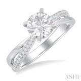 1/6 ctw Crisscross Round Cut Diamond Semi Mount Engagement Ring in 14K White Gold