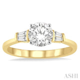 1/5 Ctw Round Shape Baguette Diamond Semi-Mount Engagement Ring in 14K Yellow and White Gold