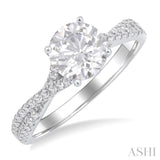 1/3 Ctw Split Criss Cross Round Cut Diamond Semi-Mount Engagement Ring in 14K White Gold