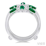 5X2.5MM Marquise and 5X3MM Pear Emerald and 1/8 ctw Round Cut Diamond Insert Precious Ring in 14K White Gold