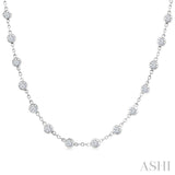 4 Ctw Bezel Set Round Cut Diamond Station Necklace in 14K White Gold