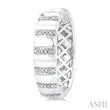 1/10 Ctw Ribbed Round Cut Diamond Pirouette Bold Fashion Hoop Earrings in Sterling Silver