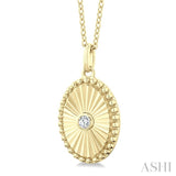 1/20 Ctw Oval fluted medallion Round Cut Diamond Pirouette Pendant With Chain in 10K Yellow Gold
