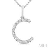 1/20 Ctw Initial 'C' Round Cut Diamond Fashion Pendant With Chain in Sterling Silver