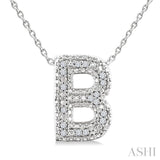1/20 Ctw Bubble Accent Initial 'B' Round Cut Diamond Fashion Pendant With Chain in Sterling Silver