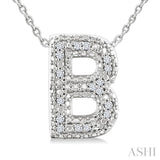 1/20 Ctw Bubble Accent Initial 'B' Round Cut Diamond Fashion Pendant With Chain in Sterling Silver