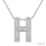 1/20 Ctw Bubble Accent Initial 'H' Round Cut Diamond Fashion Pendant With Chain in Sterling Silver