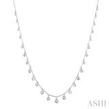 5/8 ctw Bezel Set Round Cut Diamond Station Necklace in 14K White Gold