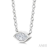 1/6 Ctw Petite East-West Bezel Set Marquise Cut Diamond Fashion Pendant With Chain in 10K White Gold