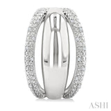 1/10 Ctw Split Dome Shape Round Cut Diamond Bold Half Hoop Earrings in Sterling Silver
