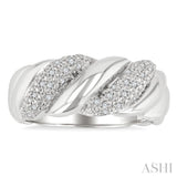 1/10 Ctw Bold Ribbed Swirl Round Cut Diamond Pirouette Bold Fashion Band in Sterling Silver