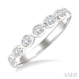 3/4 Ctw East-West Set Oval Cut Bezel Diamond Stackable Fashion Band in 14K White Gold