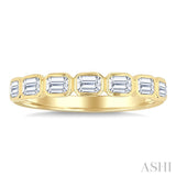 3/4 Ctw East-West Emerald Cut Bezel Diamond Fashion Band in 14K Yellow Gold