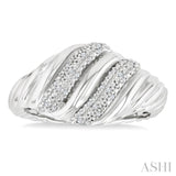 1/10 Ctw Bold Silver Twisted Rib Round Cut Diamond Pirouette Bold Fashion Band in Sterling Silver