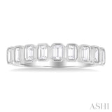 3/4 ctw North-South Bezel Set Emerald Cut Diamond Fashion Band in 14K White Gold