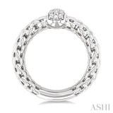 1/8 Ctw Bold Silver Cable Chain Inspired Round Cut Diamond Fashion Ring in Sterling Silver