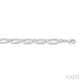 1/10 Ctw Emerald Shape D-Link Round Cut Diamond Fashion Bracelet in Sterling Silver