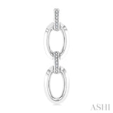 1/10 Ctw Oval Shape D-Link Round Cut Diamond Fashion Earrings in Sterling Silver
