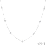 1/2 Ctw Bezel Set Round Cut Diamond Paperclip Station Necklace in 14K White Gold