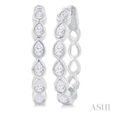 1 ctw Bezel Set Pear Cut Diamond Fashion Hoop Earring in 14K White Gold