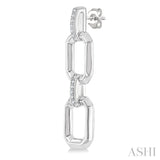 1/10 Ctw Bold Open Window Octagonal Shape D-Link Round Cut Diamond Fashion Earrings in Sterling Silver