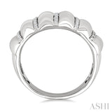 1/10 Ctw Ribbed Dome Shape Round Cut Diamond Pirouette Bold Wide Fashion Band in Sterling Silver