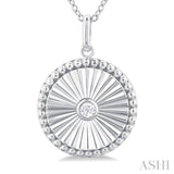 1/20 ctw Round fluted medallion Round Cut Diamond Pendant With Chain in 14K White Gold