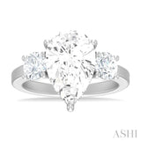 1.00 ctw Tri-Mount Pear Shape Round Cut Diamond Semi Mount Engagement Ring in 14K White Gold