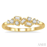 1/4 Ctw Baguette and Round Cut Diamond Fashion Scatter Ring in 14K Yellow Gold