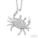 1/6 Ctw Petite Slanted Crab Round Cut Diamond Fashion Pendant With Chain in 10K White Gold
