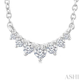 1/8 Ctw Graduated Petite Diamond Smile Necklace in 14K White Gold