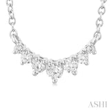 1/8 Ctw Graduated Diamond Smile Necklace in 14K White Gold