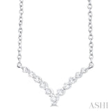 1/8 Ctw Chevron Round Cut Diamond Necklace in 14K White Gold