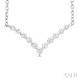 1/8 Ctw Chevron Round Cut Diamond Necklace in 14K White Gold