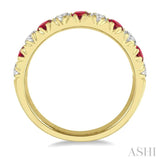 1/2 ctw Round Cut Diamond and 2.9MM Ruby Precious Wedding Band in 14K Yellow Gold