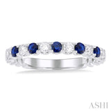 1/4 ctw Round Cut 2.25MM Sapphire and Diamond Precious Wedding Band in 14K White Gold